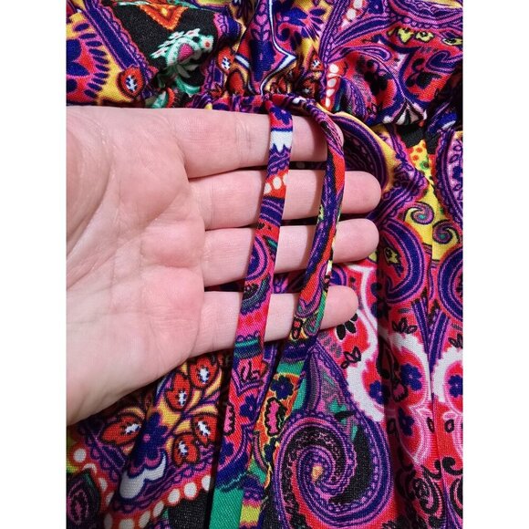 Shelby & Palmer Maxi Dress 20W Paisley Blouson Stretch Boho Pullover Tie Waist - Picture 10 of 11